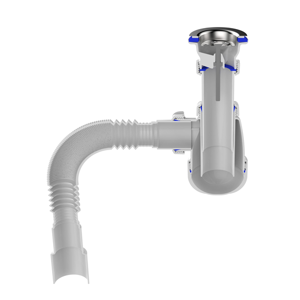 Сифон для кухни Sti B0115, 1 1/2"х40 с гибкой трубой 40х40-50